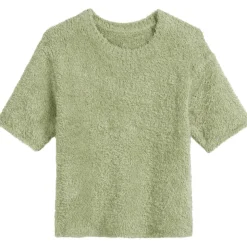 Fuzzy-knit-kurzarm-pullover loose