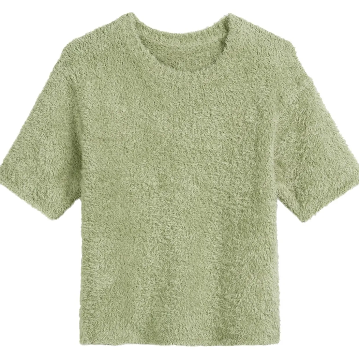 Fuzzy-knit-kurzarm-pullover loose