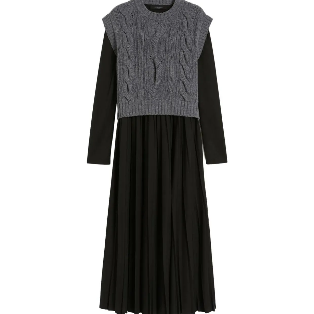 2-in-1-Kleid aus Jersey und Wollstrick