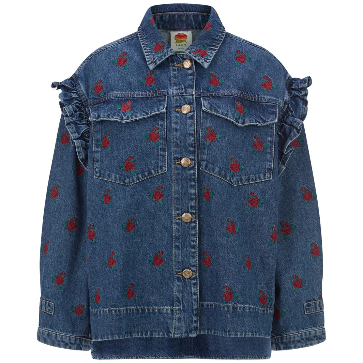 Jeansjacke Flower Embroidered