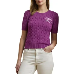 Kurzarm Pullover mit Zopfmuster