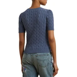 Kurzarm Pullover mit Zopfmuster