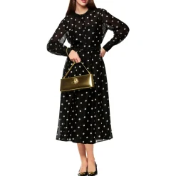 Langes tupfen-kleid aus seide und leinen