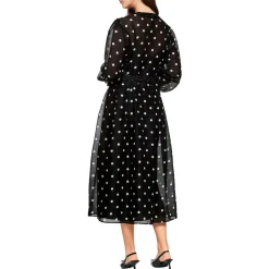 Langes tupfen-kleid aus seide und leinen