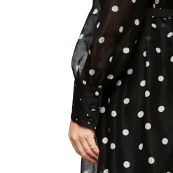 Langes tupfen-kleid aus seide und leinen