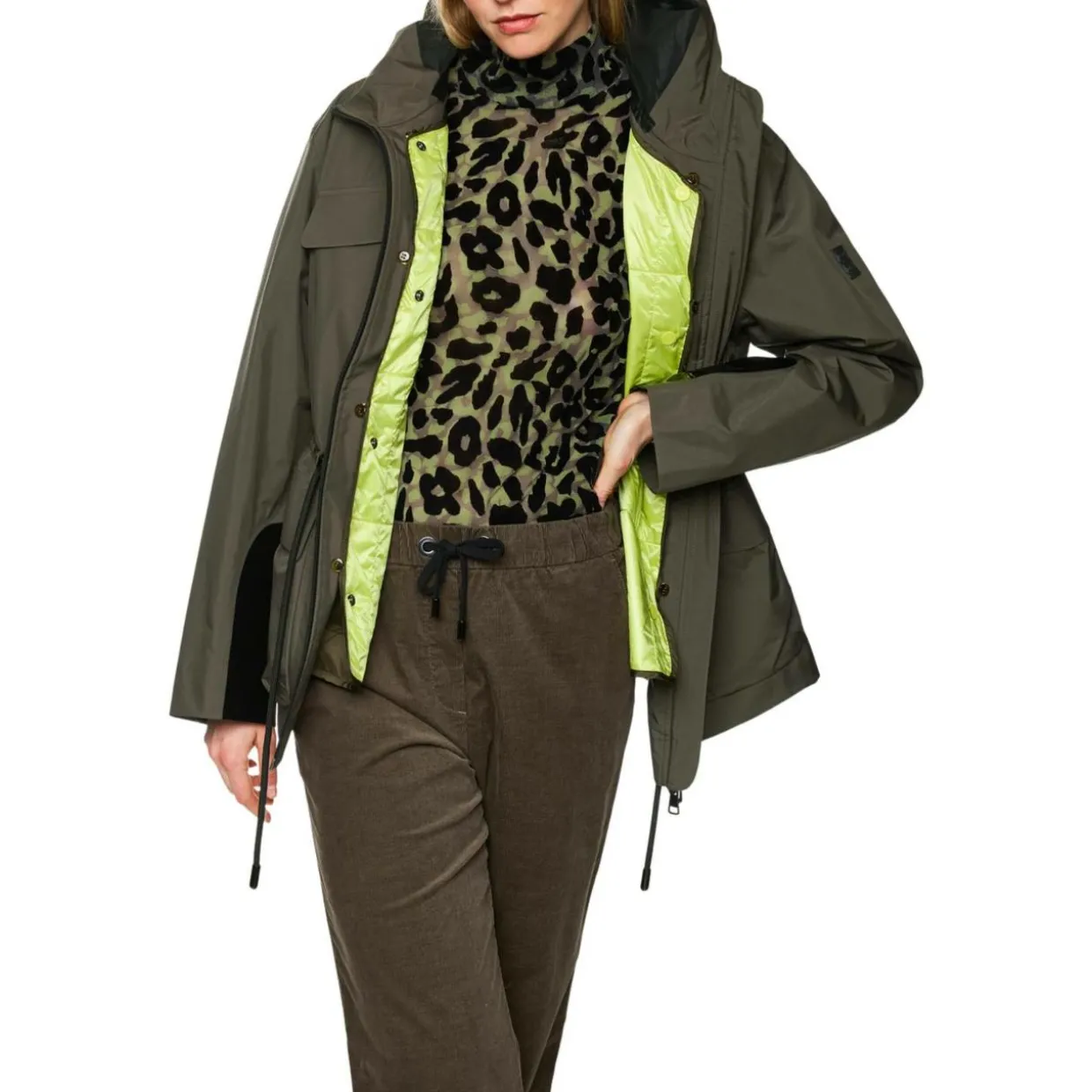 Outdoor jacke mit kordelzug