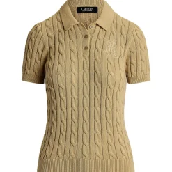 Polo-Pullover mit Zopfmuster
