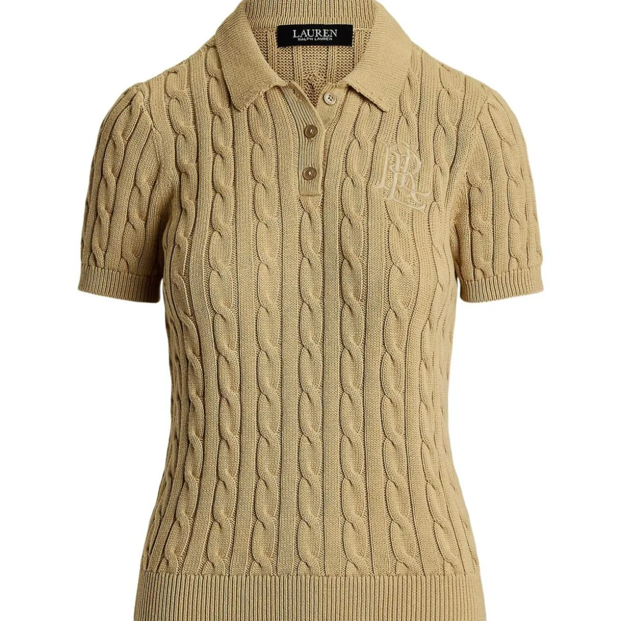 Polo-Pullover mit Zopfmuster