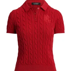 Polo-Pullover mit Zopfmuster