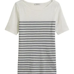 T-shirt, short sleeve, boat neck, striped